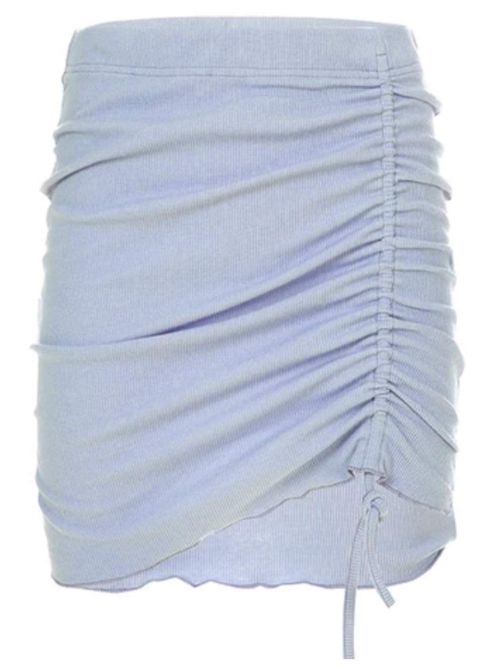 Blue Drawstring Ruched Mini Skirt